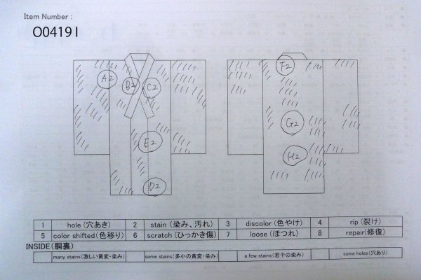 画像13: O0419I 女性用小紋  シルク（正絹） オフ　ホワイト, 芝草 【中古】【USED】【リサイクル】 ★☆☆☆☆【O0419I】 (13)