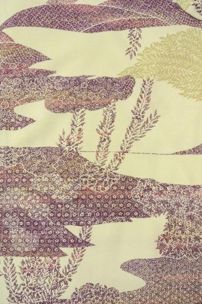 画像3: O0419J 女性用小紋  シルク（正絹） オフ　ホワイト, 花 【中古】【USED】【リサイクル】 ★★★☆☆【O0419J】 (3)