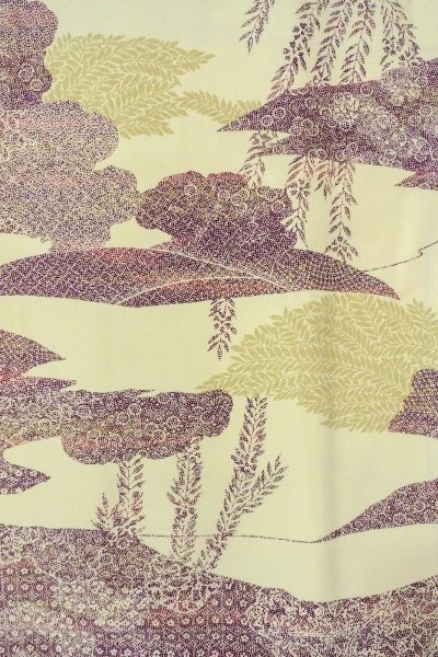 画像4: O0419J 女性用小紋  シルク（正絹） オフ　ホワイト, 花 【中古】【USED】【リサイクル】 ★★★☆☆【O0419J】 (4)