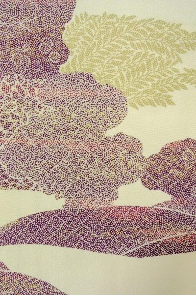 画像5: O0419J 女性用小紋  シルク（正絹） オフ　ホワイト, 花 【中古】【USED】【リサイクル】 ★★★☆☆【O0419J】 (5)