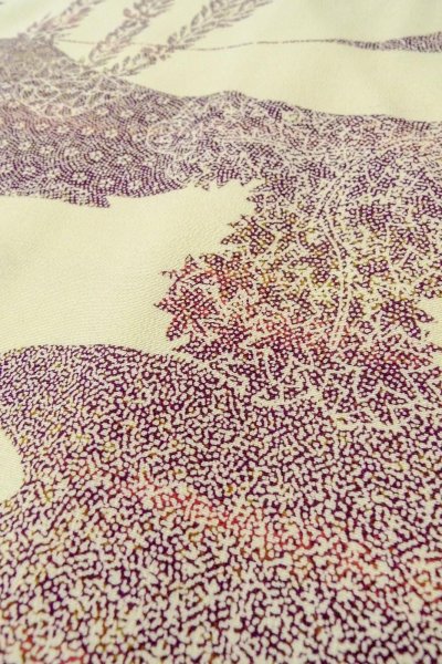 画像8: O0419J 女性用小紋  シルク（正絹） オフ　ホワイト, 花 【中古】【USED】【リサイクル】 ★★★☆☆【O0419J】 (8)