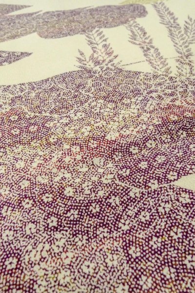 画像10: O0419J 女性用小紋  シルク（正絹） オフ　ホワイト, 花 【中古】【USED】【リサイクル】 ★★★☆☆【O0419J】 (10)