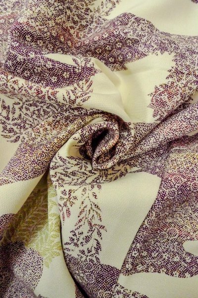 画像12: O0419J 女性用小紋  シルク（正絹） オフ　ホワイト, 花 【中古】【USED】【リサイクル】 ★★★☆☆【O0419J】 (12)