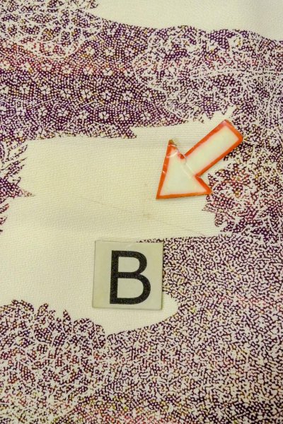 画像15: O0419J 女性用小紋  シルク（正絹） オフ　ホワイト, 花 【中古】【USED】【リサイクル】 ★★★☆☆【O0419J】 (15)