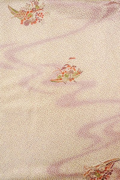 画像3: O0419K 女性用小紋  シルク（正絹） アイボリー, 桜 【中古】【USED】【リサイクル】 ★★☆☆☆【O0419K】 (3)