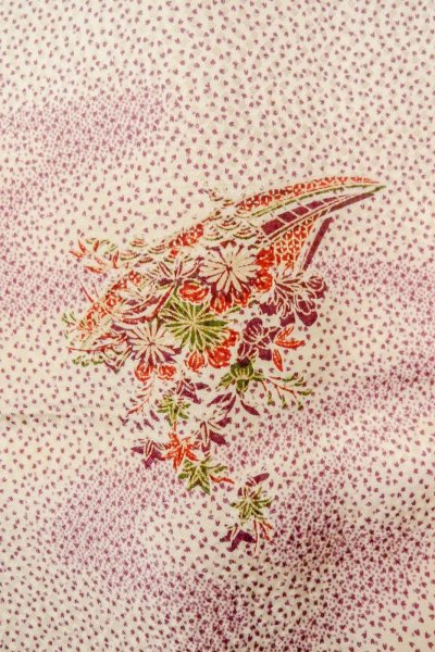 画像5: O0419K 女性用小紋  シルク（正絹） アイボリー, 桜 【中古】【USED】【リサイクル】 ★★☆☆☆【O0419K】 (5)