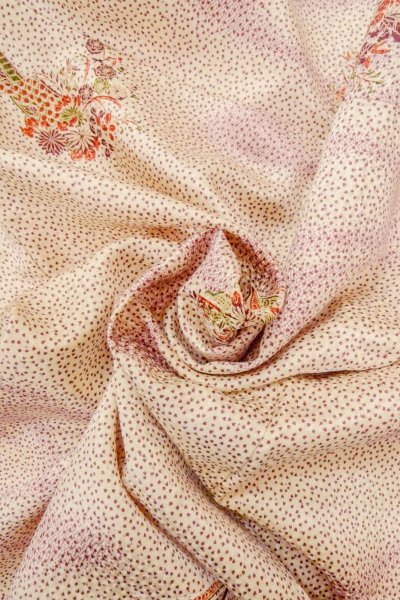 画像11: O0419K 女性用小紋  シルク（正絹） アイボリー, 桜 【中古】【USED】【リサイクル】 ★★☆☆☆【O0419K】 (11)