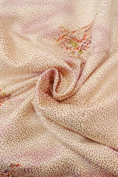 画像12: O0419K 女性用小紋  シルク（正絹） アイボリー, 桜 【中古】【USED】【リサイクル】 ★★☆☆☆【O0419K】 (12)