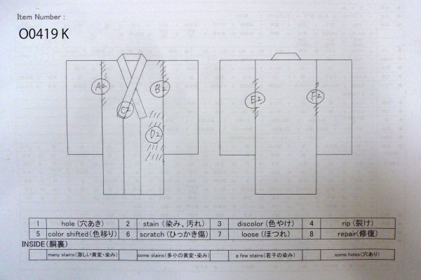 画像13: O0419K 女性用小紋  シルク（正絹） アイボリー, 桜 【中古】【USED】【リサイクル】 ★★☆☆☆【O0419K】 (13)