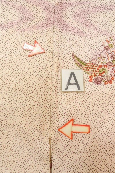 画像14: O0419K 女性用小紋  シルク（正絹） アイボリー, 桜 【中古】【USED】【リサイクル】 ★★☆☆☆【O0419K】 (14)