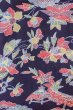 画像3: O0419L 女性用小紋  シルク（正絹） 深い藍, ぼたん 【中古】【USED】【リサイクル】 ★★☆☆☆【O0419L】 (3)