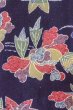 画像5: O0419L 女性用小紋  シルク（正絹） 深い藍, ぼたん 【中古】【USED】【リサイクル】 ★★☆☆☆【O0419L】 (5)