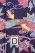 画像17: O0419L 女性用小紋  シルク（正絹） 深い藍, ぼたん 【中古】【USED】【リサイクル】 ★★☆☆☆【O0419L】 (17)