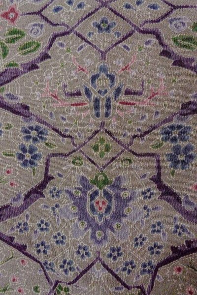 画像5: O0419M 女性用小紋  シルク（正絹） 淡い灰色がかったオリーブ, 花 【中古】【USED】【リサイクル】 ★★★☆☆【O0419M】 (5)