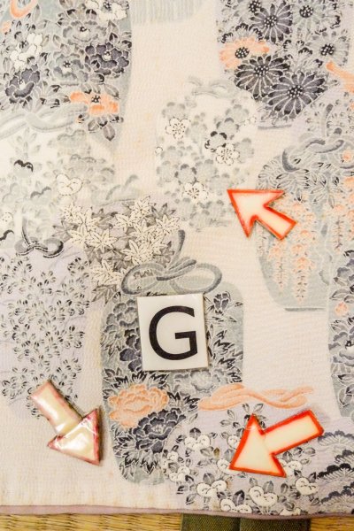 画像20: O0419N 女性用小紋  シルク（正絹） オフ　ホワイト, ぼたん 【中古】【USED】【リサイクル】 ★☆☆☆☆【O0419N】 (20)