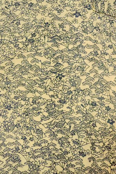 画像3: O0419P 女性用小紋  シルク（正絹） アイボリー, 花 【中古】【USED】【リサイクル】 ★★☆☆☆【O0419P】 (3)