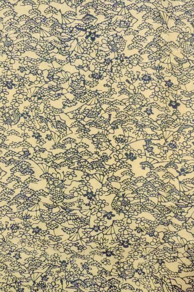 画像4: O0419P 女性用小紋  シルク（正絹） アイボリー, 花 【中古】【USED】【リサイクル】 ★★☆☆☆【O0419P】 (4)