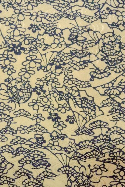 画像5: O0419P 女性用小紋  シルク（正絹） アイボリー, 花 【中古】【USED】【リサイクル】 ★★☆☆☆【O0419P】 (5)