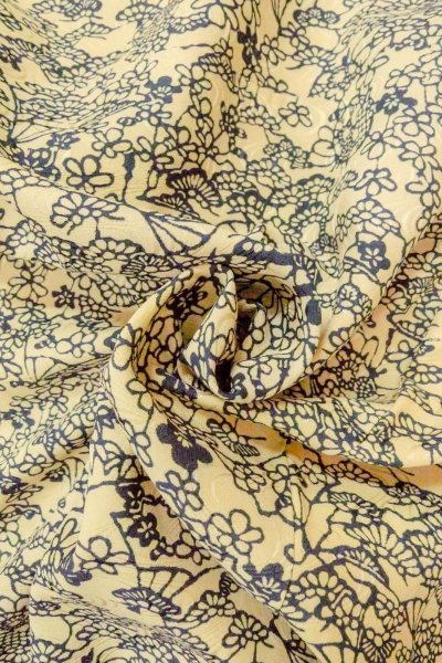 画像11: O0419P 女性用小紋  シルク（正絹） アイボリー, 花 【中古】【USED】【リサイクル】 ★★☆☆☆【O0419P】 (11)
