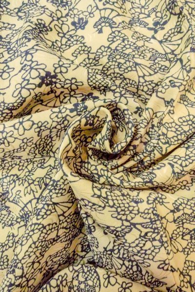 画像12: O0419P 女性用小紋  シルク（正絹） アイボリー, 花 【中古】【USED】【リサイクル】 ★★☆☆☆【O0419P】 (12)