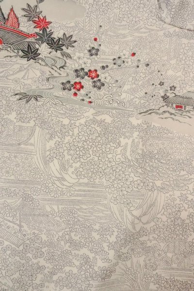 画像3: O0419Q 女性用小紋  シルク（正絹） 白, 梅 【中古】【USED】【リサイクル】 ★★★☆☆【O0419Q】 (3)