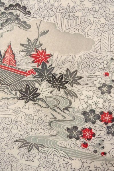 画像6: O0419Q 女性用小紋  シルク（正絹） 白, 梅 【中古】【USED】【リサイクル】 ★★★☆☆【O0419Q】 (6)