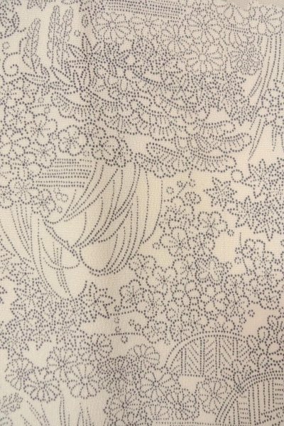 画像7: O0419Q 女性用小紋  シルク（正絹） 白, 梅 【中古】【USED】【リサイクル】 ★★★☆☆【O0419Q】 (7)