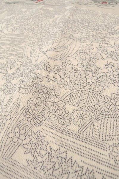 画像8: O0419Q 女性用小紋  シルク（正絹） 白, 梅 【中古】【USED】【リサイクル】 ★★★☆☆【O0419Q】 (8)