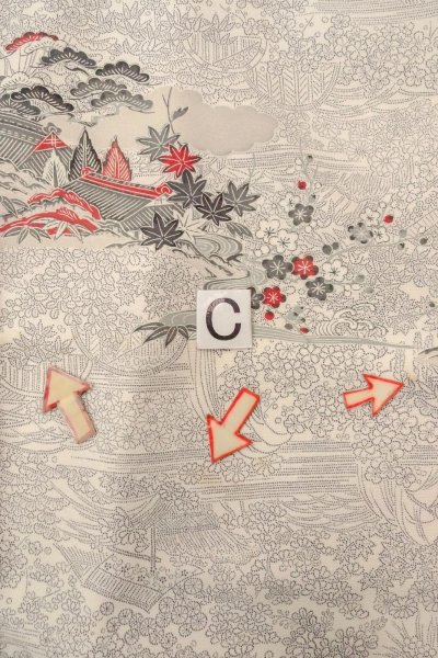 画像16: O0419Q 女性用小紋  シルク（正絹） 白, 梅 【中古】【USED】【リサイクル】 ★★★☆☆【O0419Q】 (16)