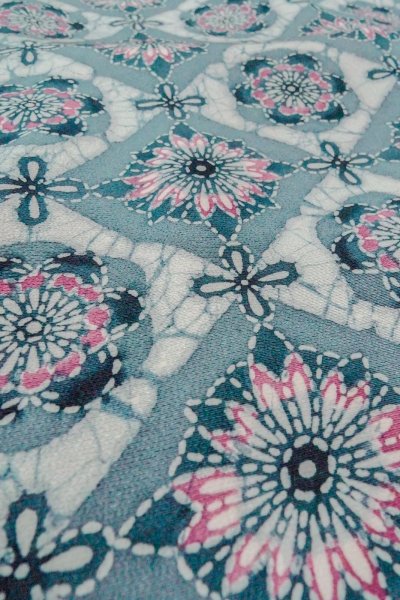 画像10: O0419R 女性用小紋  シルク（正絹） 淡い灰色, 花 【中古】【USED】【リサイクル】 ★★☆☆☆【O0419R】 (10)