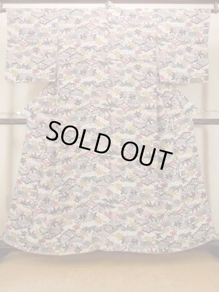 画像1: O0419S 女性用小紋  シルク（正絹） オフ　ホワイト, 菊 【中古】【USED】【リサイクル】 ★★★☆☆【O0419S】 (1)