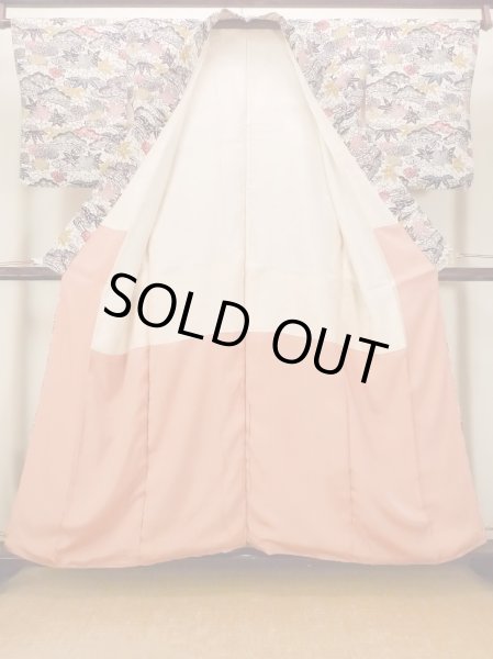 画像2: O0419S 女性用小紋  シルク（正絹） オフ　ホワイト, 菊 【中古】【USED】【リサイクル】 ★★★☆☆【O0419S】 (2)