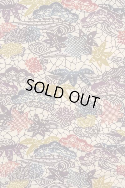 画像4: O0419S 女性用小紋  シルク（正絹） オフ　ホワイト, 菊 【中古】【USED】【リサイクル】 ★★★☆☆【O0419S】 (4)