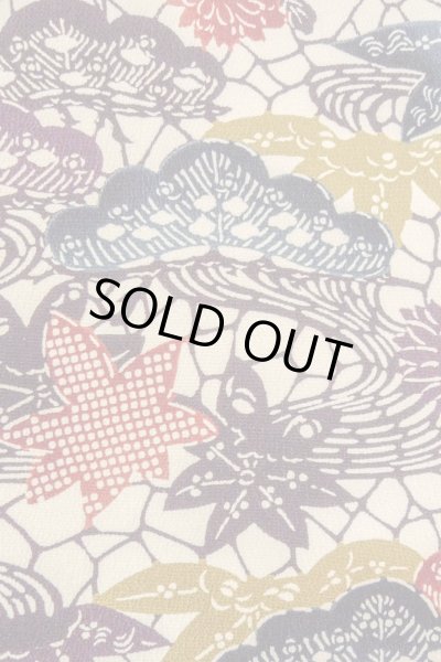 画像5: O0419S 女性用小紋  シルク（正絹） オフ　ホワイト, 菊 【中古】【USED】【リサイクル】 ★★★☆☆【O0419S】 (5)