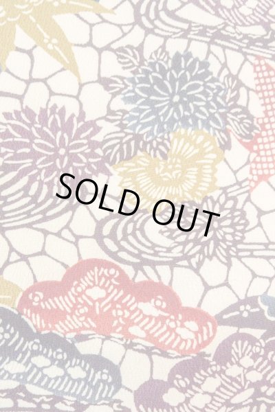 画像6: O0419S 女性用小紋  シルク（正絹） オフ　ホワイト, 菊 【中古】【USED】【リサイクル】 ★★★☆☆【O0419S】 (6)