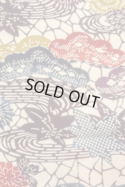 画像7: O0419S 女性用小紋  シルク（正絹） オフ　ホワイト, 菊 【中古】【USED】【リサイクル】 ★★★☆☆【O0419S】 (7)