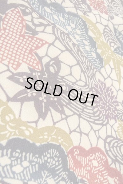 画像8: O0419S 女性用小紋  シルク（正絹） オフ　ホワイト, 菊 【中古】【USED】【リサイクル】 ★★★☆☆【O0419S】 (8)