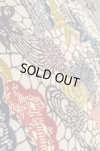 画像9: O0419S 女性用小紋  シルク（正絹） オフ　ホワイト, 菊 【中古】【USED】【リサイクル】 ★★★☆☆【O0419S】 (9)