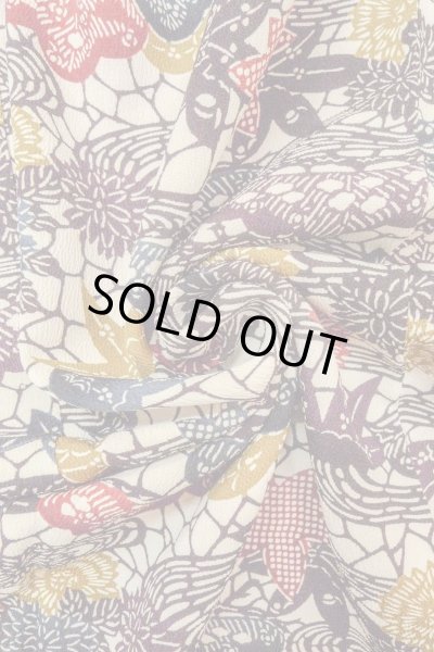 画像11: O0419S 女性用小紋  シルク（正絹） オフ　ホワイト, 菊 【中古】【USED】【リサイクル】 ★★★☆☆【O0419S】 (11)