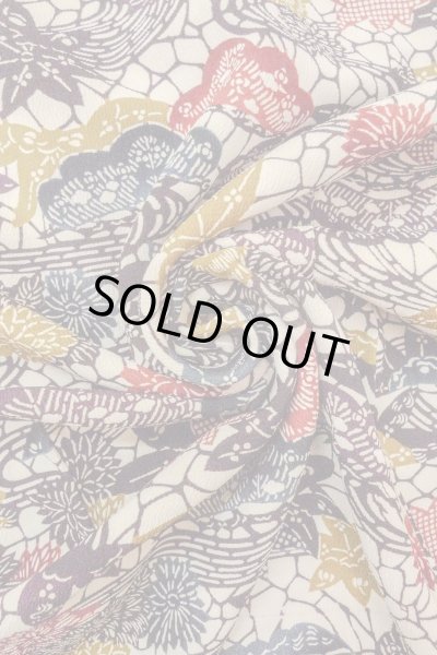 画像12: O0419S 女性用小紋  シルク（正絹） オフ　ホワイト, 菊 【中古】【USED】【リサイクル】 ★★★☆☆【O0419S】 (12)