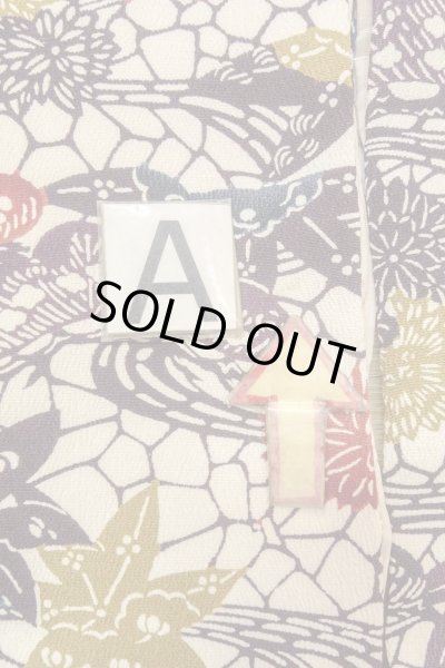 画像14: O0419S 女性用小紋  シルク（正絹） オフ　ホワイト, 菊 【中古】【USED】【リサイクル】 ★★★☆☆【O0419S】 (14)