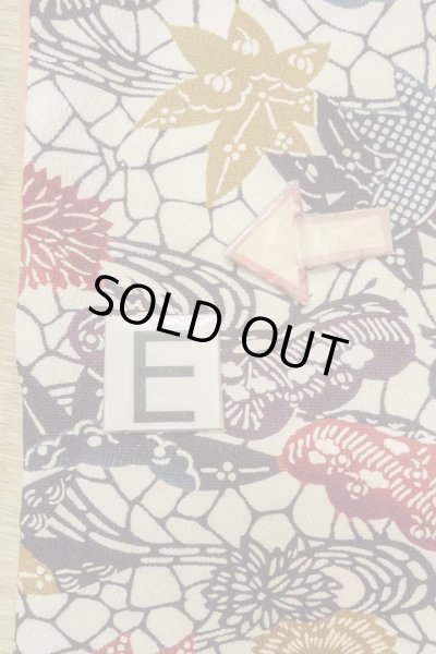 画像18: O0419S 女性用小紋  シルク（正絹） オフ　ホワイト, 菊 【中古】【USED】【リサイクル】 ★★★☆☆【O0419S】 (18)