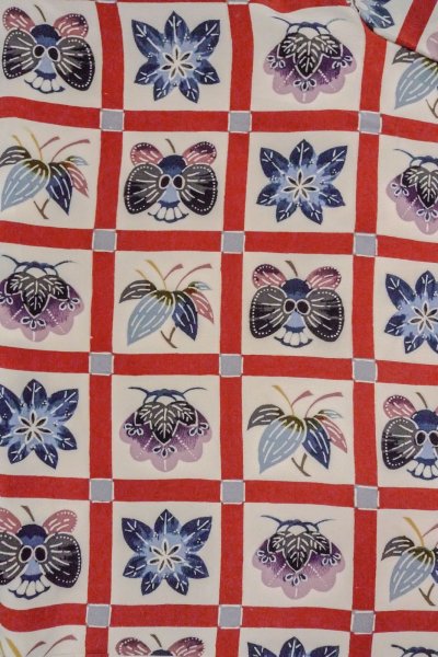 画像3: O0419W 女性用小紋  シルク（正絹） オフ　ホワイト, 花 【中古】【USED】【リサイクル】 ★★★☆☆【O0419W】 (3)