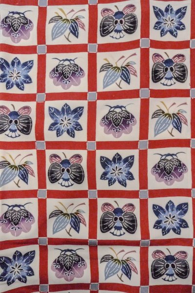 画像4: O0419W 女性用小紋  シルク（正絹） オフ　ホワイト, 花 【中古】【USED】【リサイクル】 ★★★☆☆【O0419W】 (4)