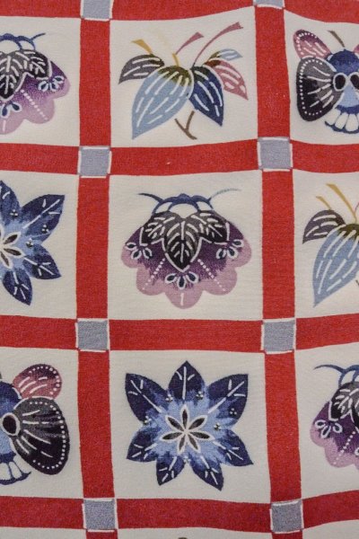 画像7: O0419W 女性用小紋  シルク（正絹） オフ　ホワイト, 花 【中古】【USED】【リサイクル】 ★★★☆☆【O0419W】 (7)