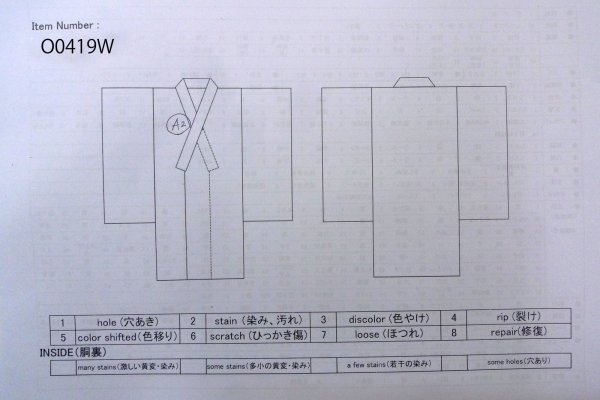 画像13: O0419W 女性用小紋  シルク（正絹） オフ　ホワイト, 花 【中古】【USED】【リサイクル】 ★★★☆☆【O0419W】 (13)