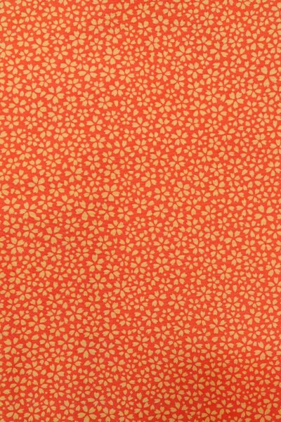 画像5: O0419X 女性用小紋  シルク（正絹） 橙色, 桜 【中古】【USED】【リサイクル】 ★★★★☆【O0419X】 (5)