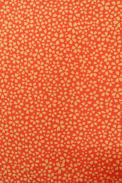 画像6: O0419X 女性用小紋  シルク（正絹） 橙色, 桜 【中古】【USED】【リサイクル】 ★★★★☆【O0419X】 (6)