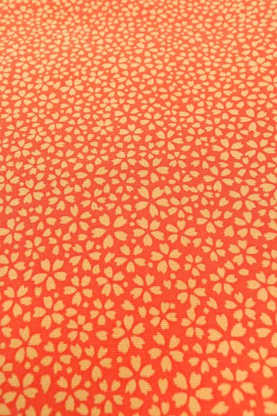 画像10: O0419X 女性用小紋  シルク（正絹） 橙色, 桜 【中古】【USED】【リサイクル】 ★★★★☆【O0419X】 (10)