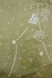 画像3: O0419Y 女性用小紋  シルク（正絹） 光沢のある淡いオリーブ, 花 【中古】【USED】【リサイクル】 ★★☆☆☆【O0419Y】 (3)